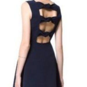 ZARA NAVY BACK BOW KNOT DRESS